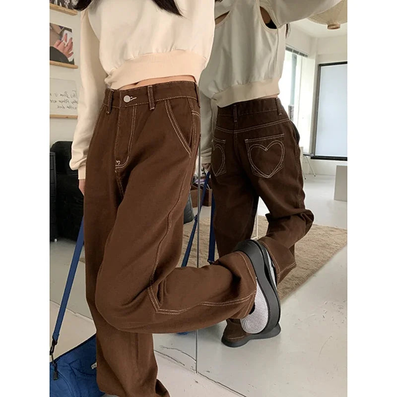 Brown High Waist Vintage Straight Jean
