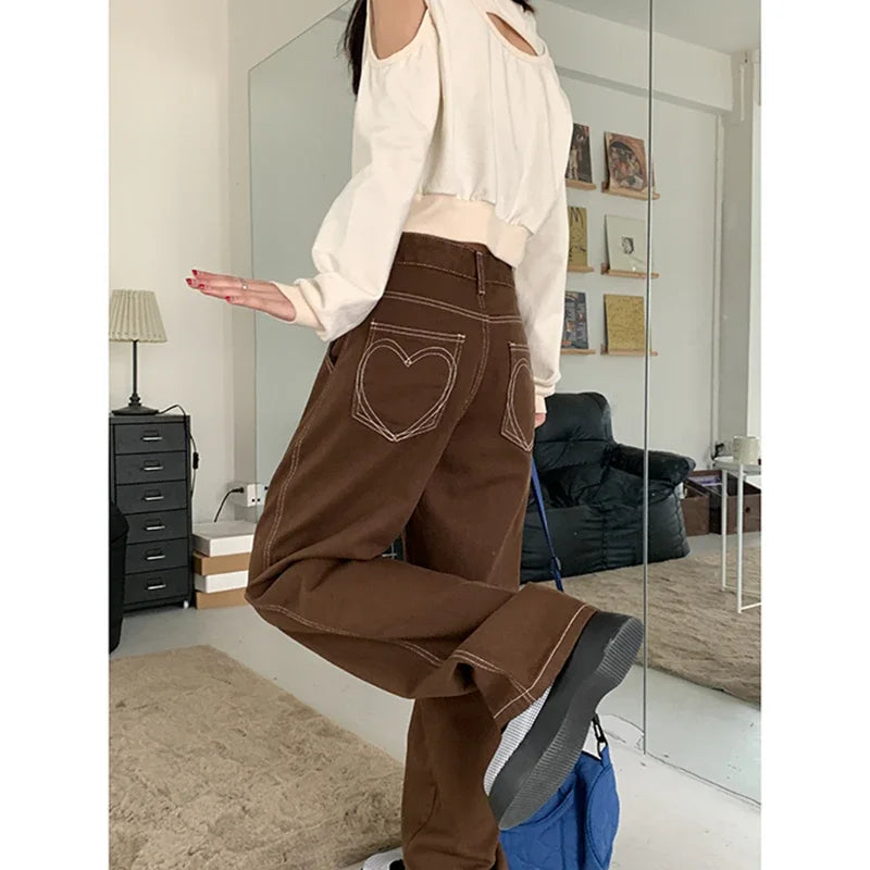 Brown High Waist Vintage Straight Jean