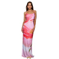 Spaghetti Backless Strapless Patchwork Beach Maxi Dress