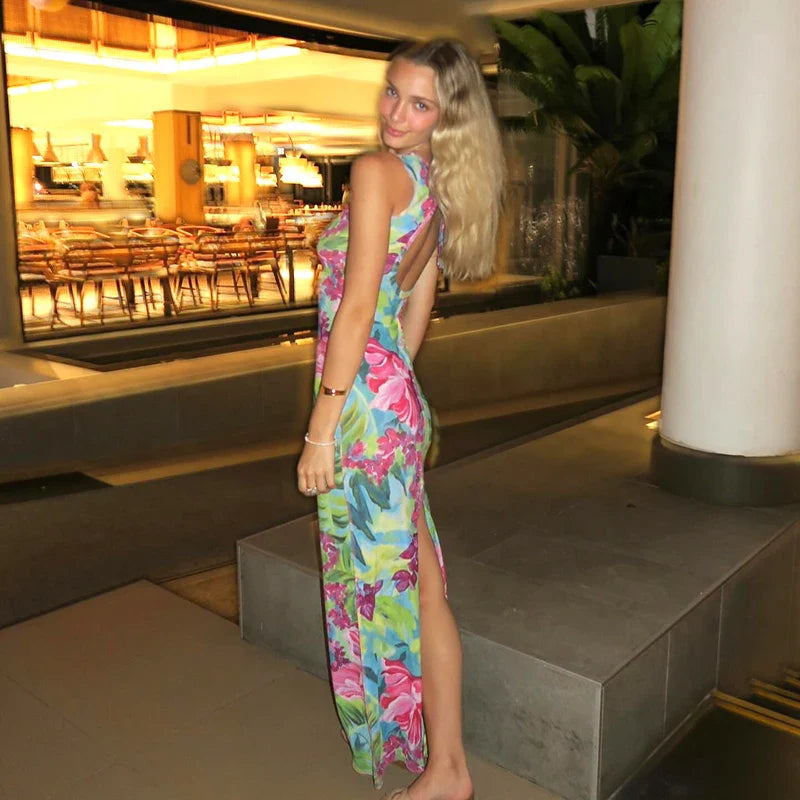 Chic Vibrant Sexy Nightclub Flirty Maxi Dress