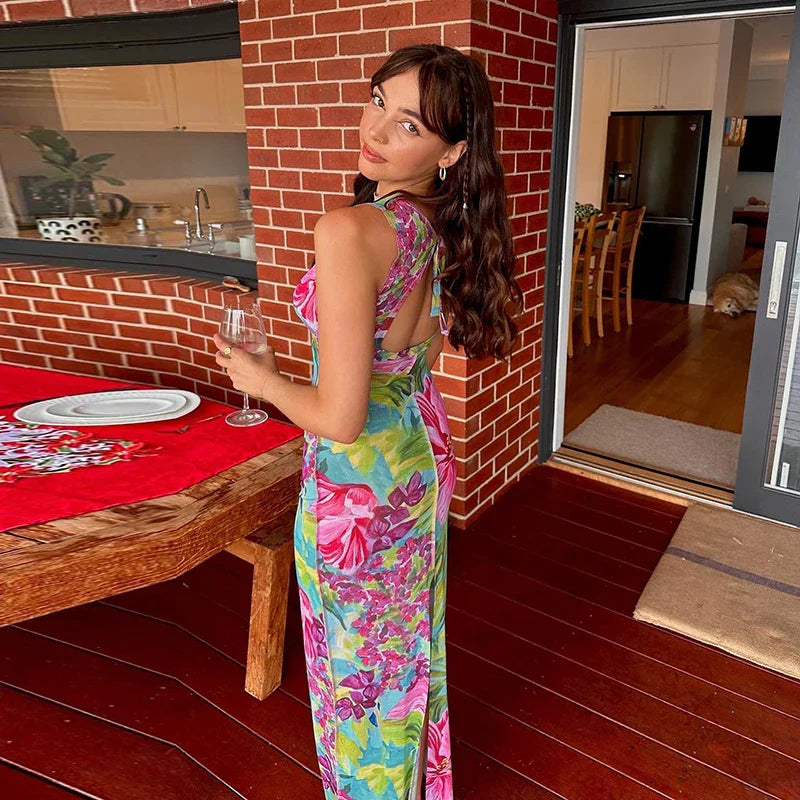 Chic Vibrant Sexy Nightclub Flirty Maxi Dress
