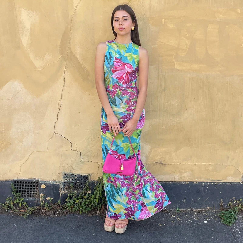 Chic Vibrant Sexy Nightclub Flirty Maxi Dress
