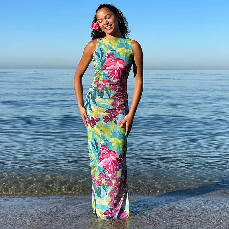 Chic Vibrant Sexy Nightclub Flirty Maxi Dress