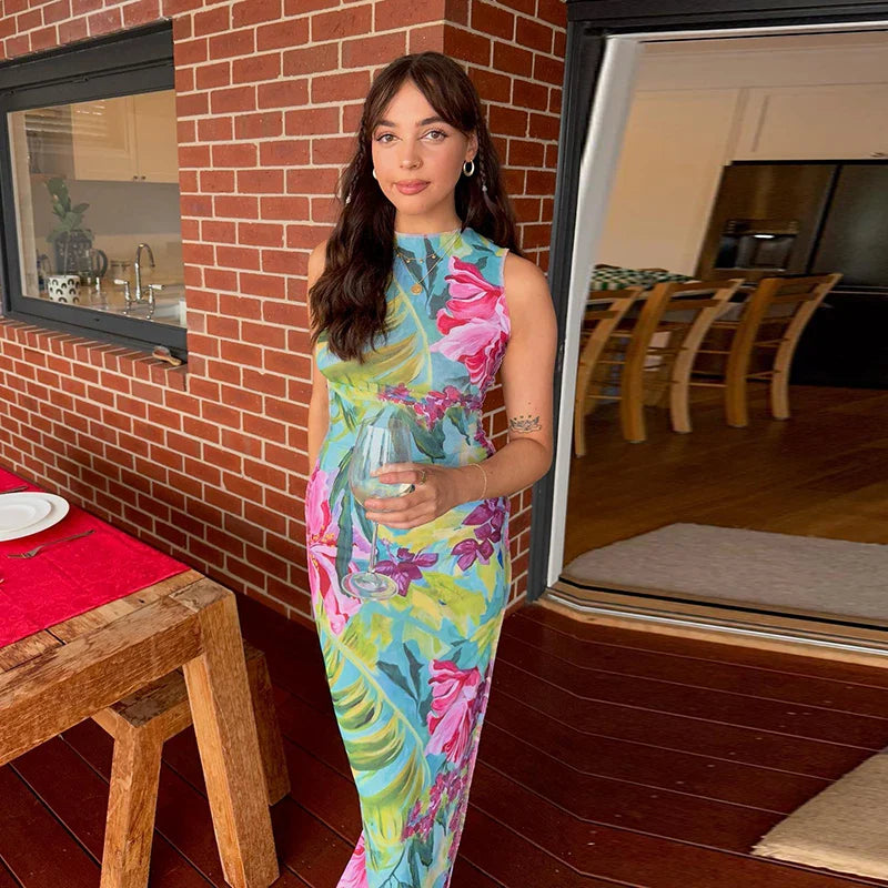 Chic Vibrant Sexy Nightclub Flirty Maxi Dress