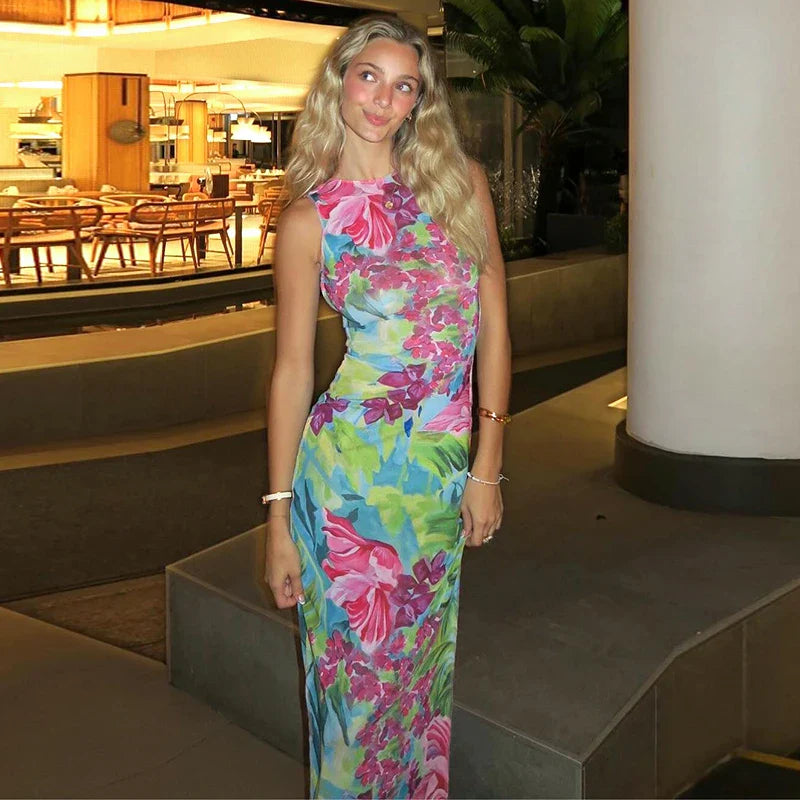 Chic Vibrant Sexy Nightclub Flirty Maxi Dress