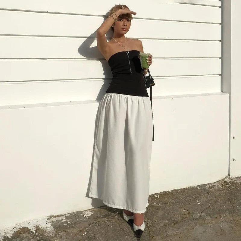 Patchwork Colorful Casual Backless Summer Maxi Dress
