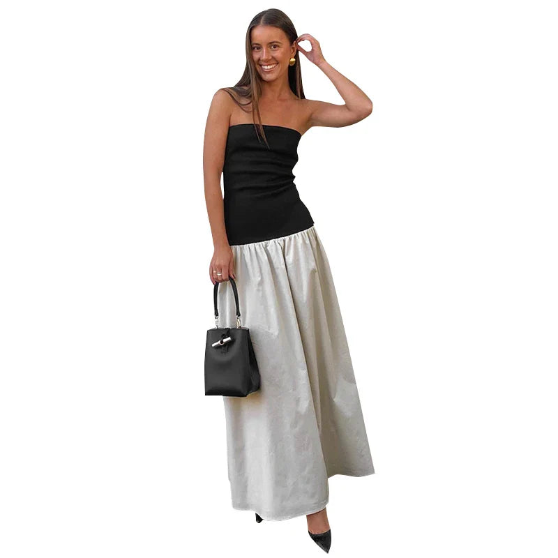 Patchwork Colorful Casual Backless Summer Maxi Dress