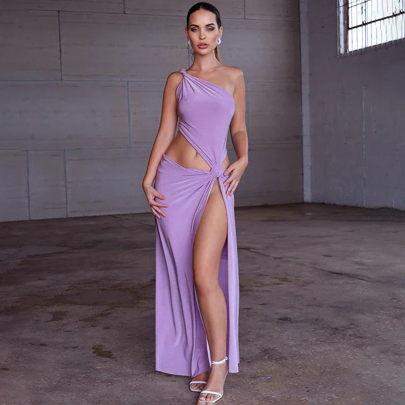 Neck Knot Sleeveless Hollow Waist Twisted Maxi Dress