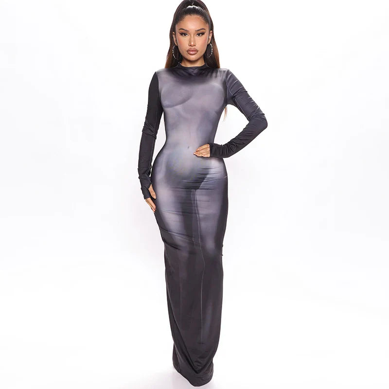 Bodycon Streetwear Long Sleeve Summer Maxi Dress