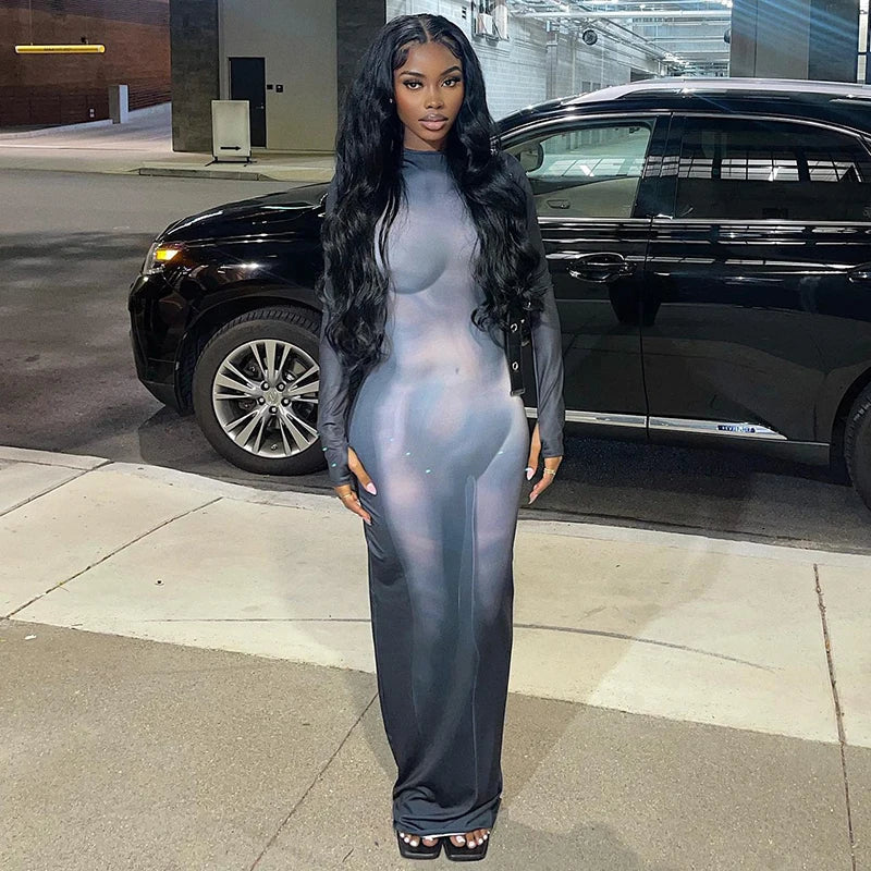 Bodycon Streetwear Long Sleeve Summer Maxi Dress