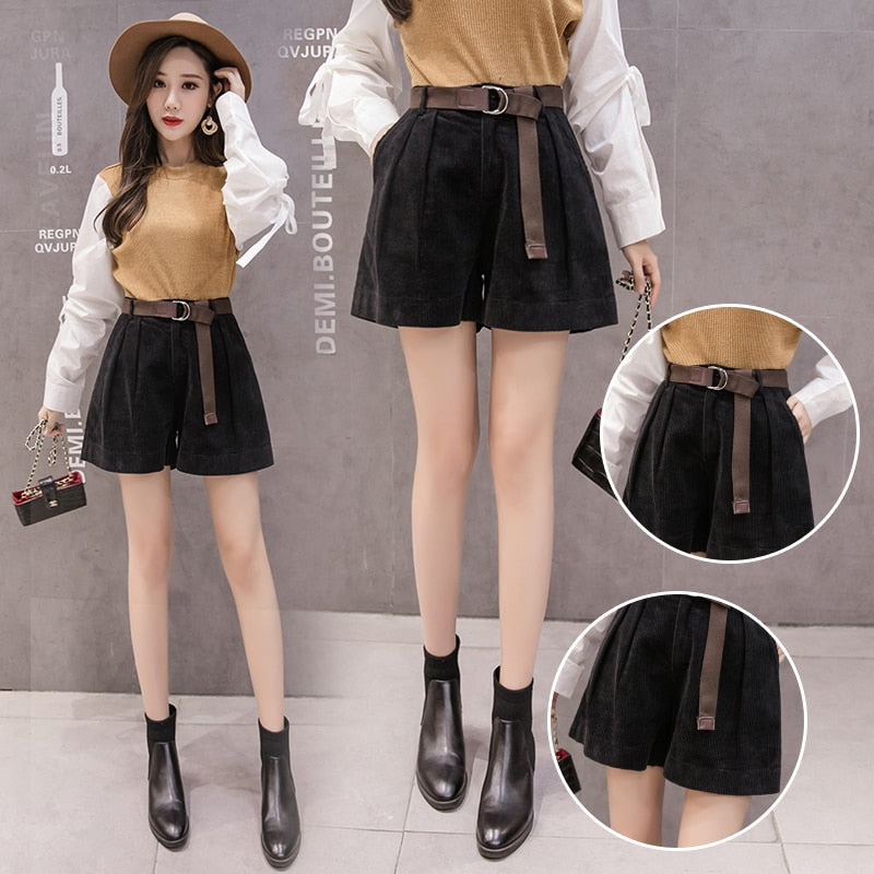 Corduroy High Waist Warm Winter Short