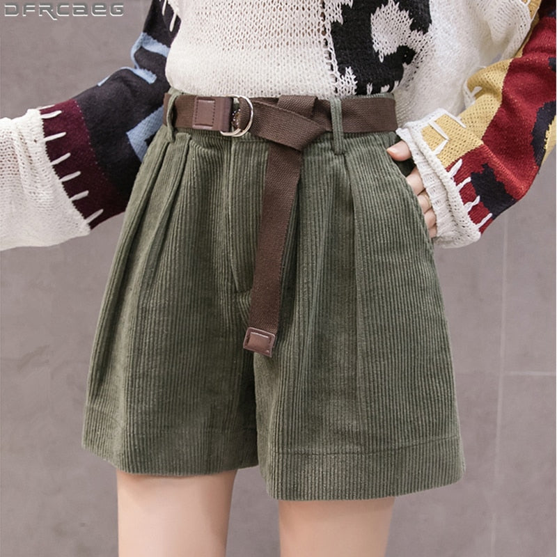 Corduroy High Waist Warm Winter Short