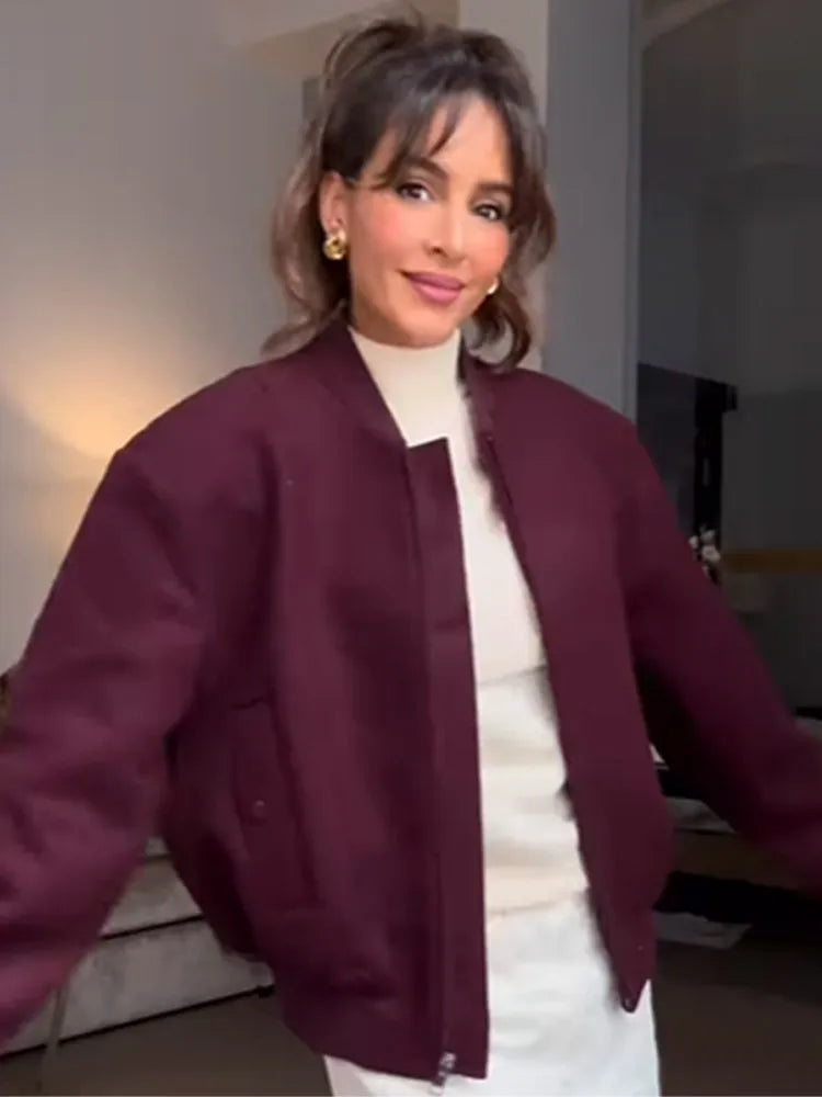 Burgundy Zipper Mini Coat