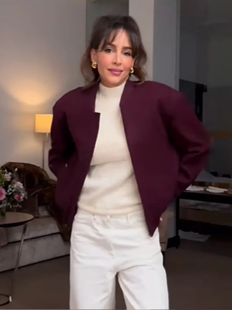 Burgundy Zipper Mini Coat
