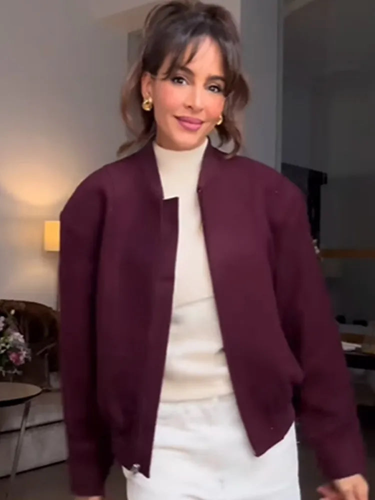 Burgundy Zipper Mini Coat