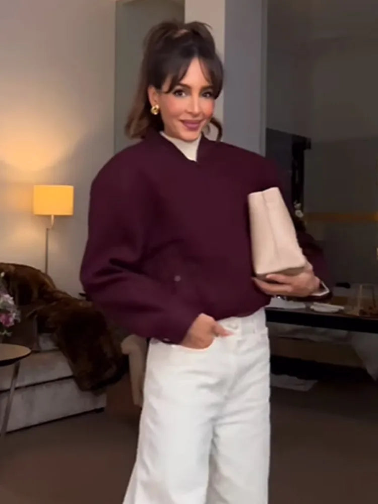 Burgundy Zipper Mini Coat