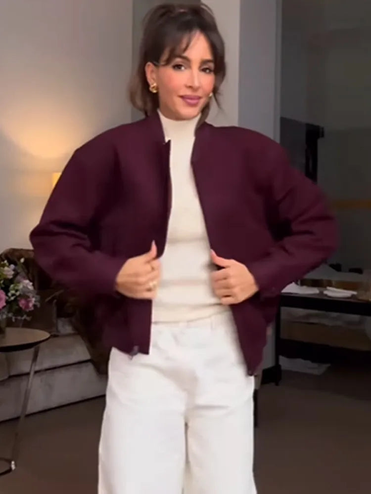 Burgundy Zipper Mini Coat