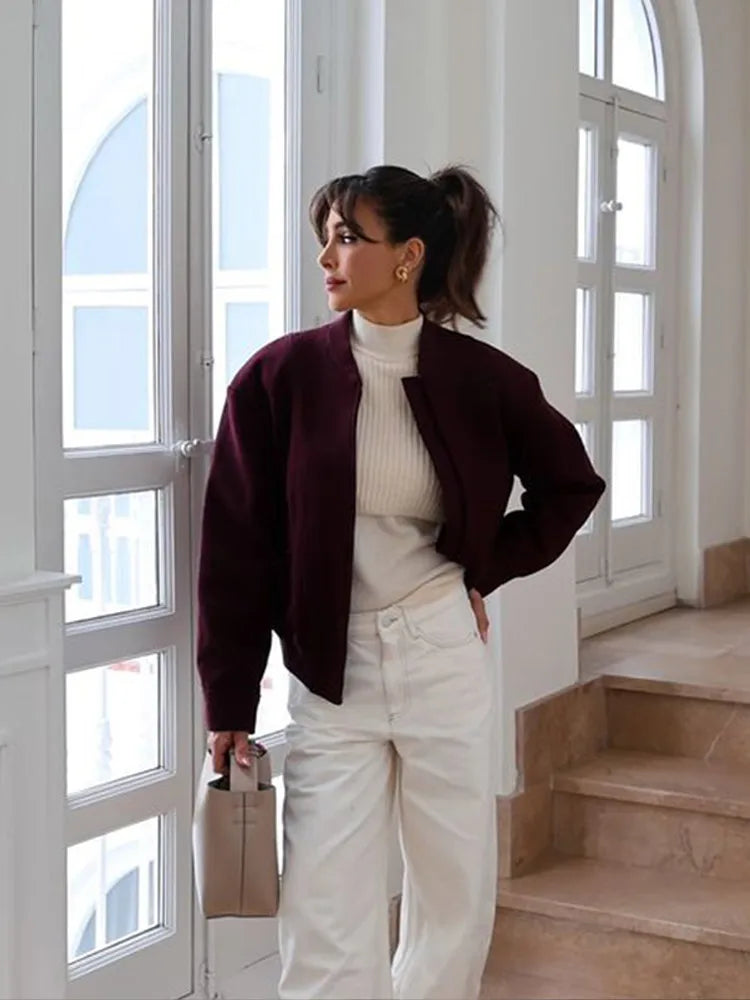 Burgundy Zipper Mini Coat