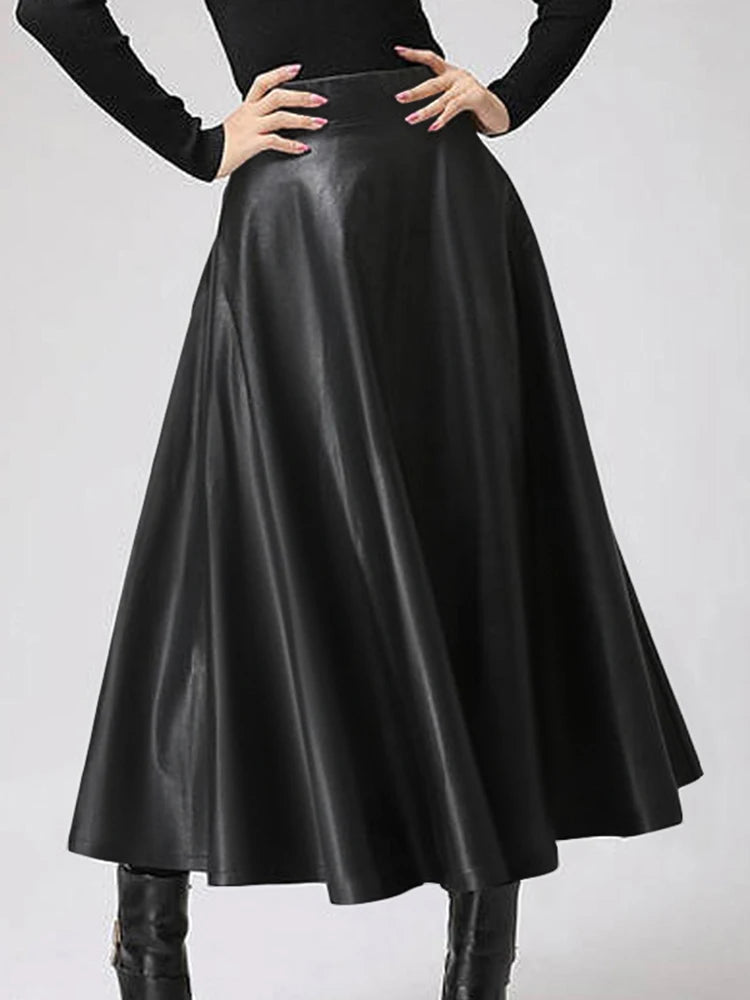 Elegant PU Leather High Waist Party Skirt