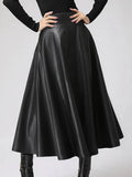 Elegant PU Leather High Waist Party Skirt
