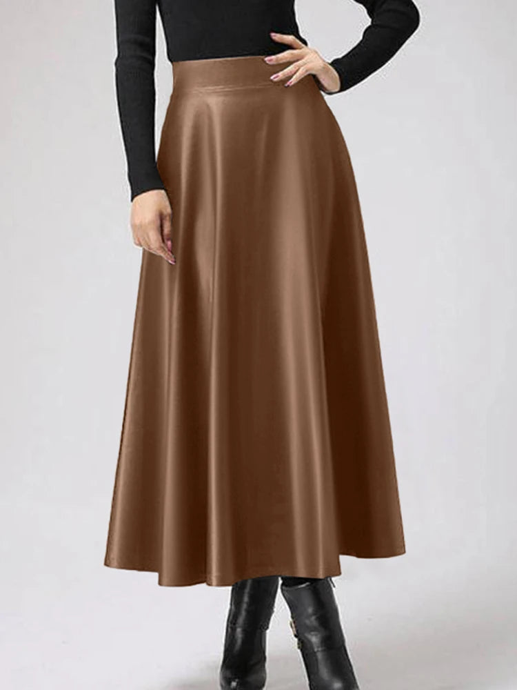 Elegant PU Leather High Waist Party Skirt