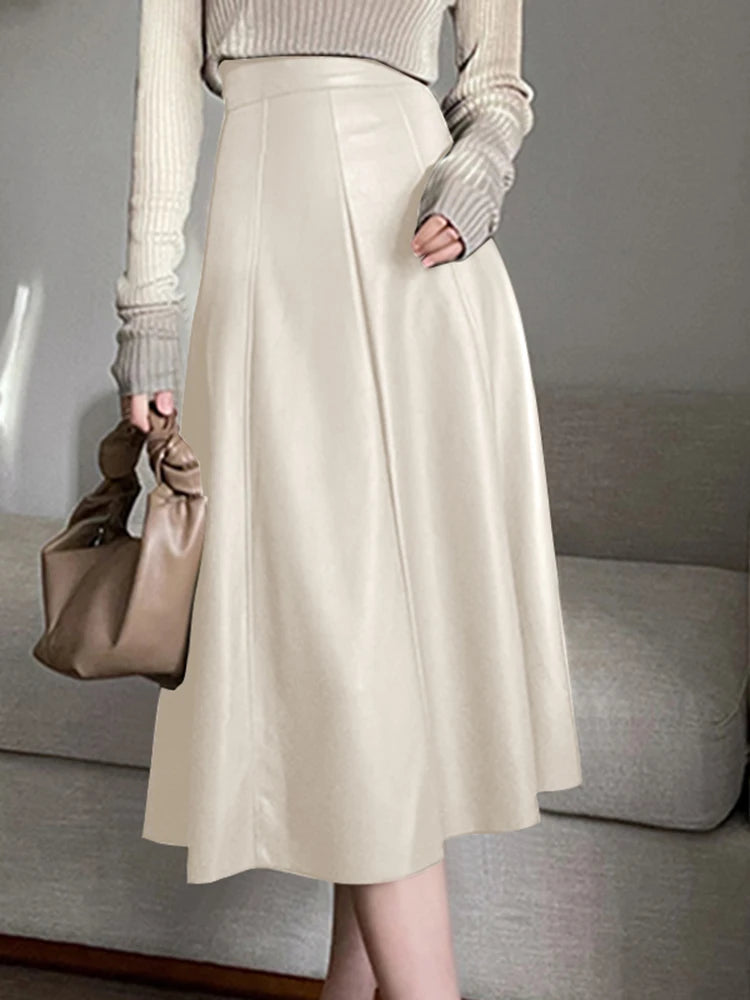 Elegant PU Leather High Waist Party Skirt