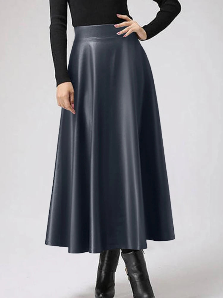Elegant PU Leather High Waist Party Skirt