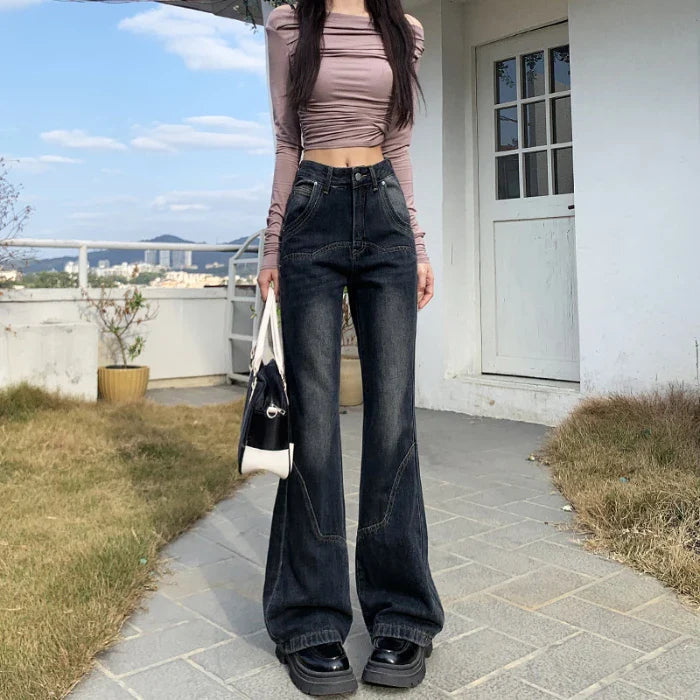 Spanish Style Loose Flared Retro Denim Jean