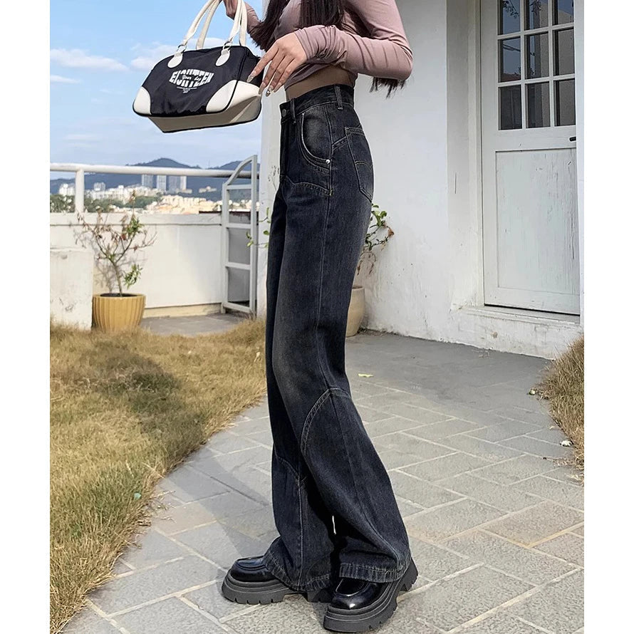 Spanish Style Loose Flared Retro Denim Jean