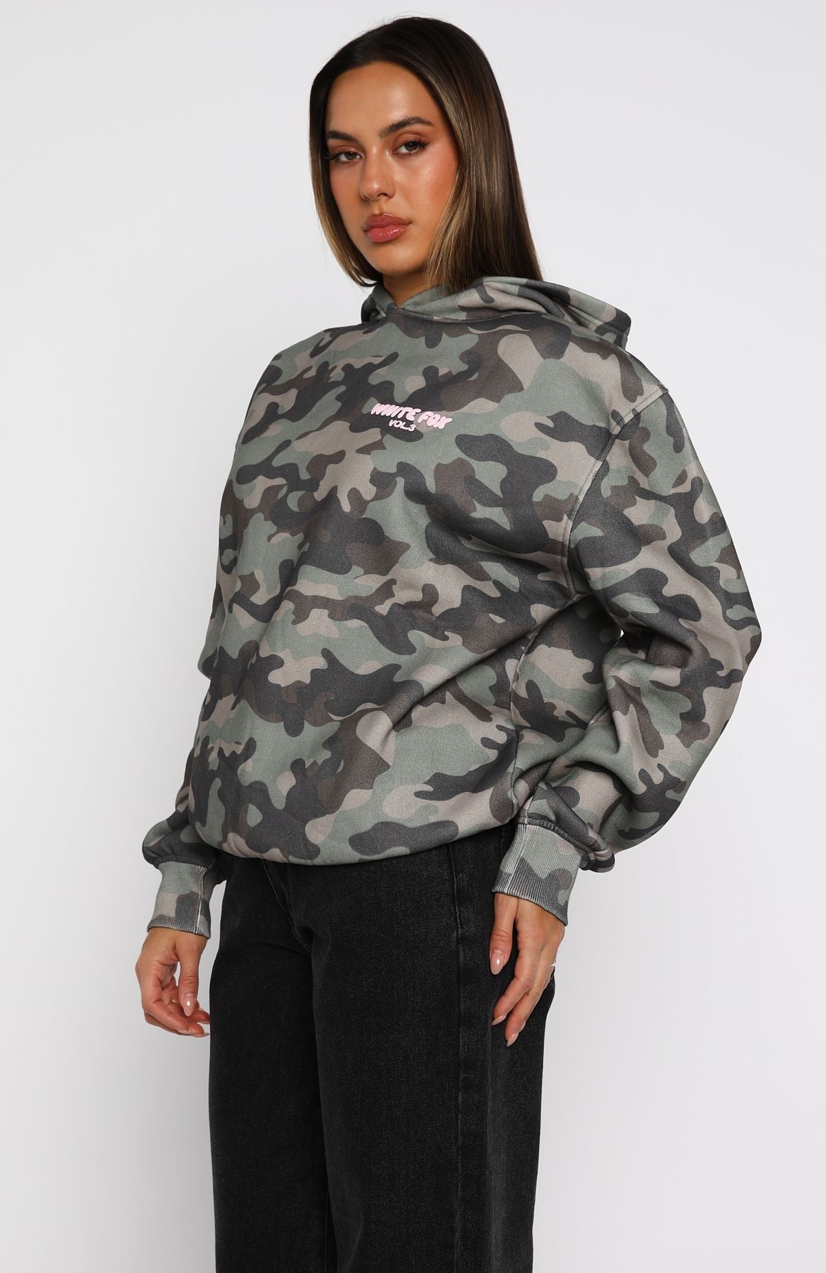 Offstage Printed Oversized Washed Camo Hoodie