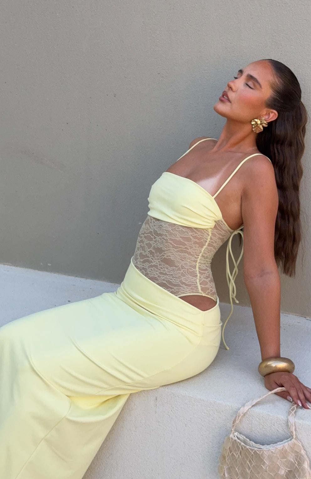 Lemon Compliment Me Sleek Maxi Dress