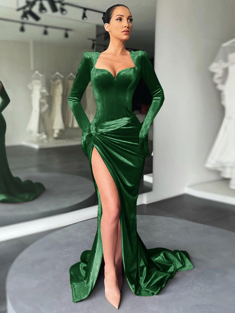 Elegant Evening Club Gown Maxi Dress