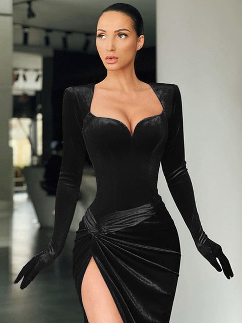 Elegant Evening Club Gown Maxi Dress