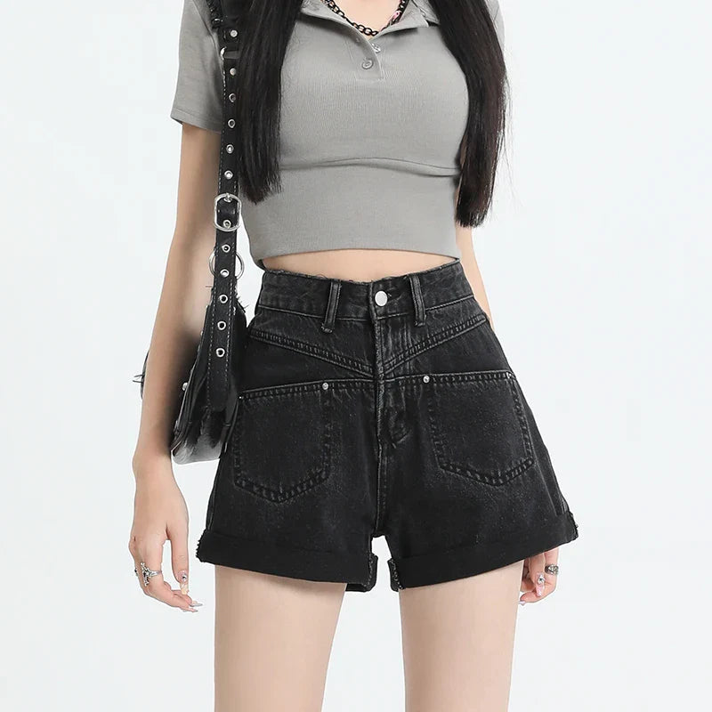 Slim High Waist Wide Leg Summer Street Short