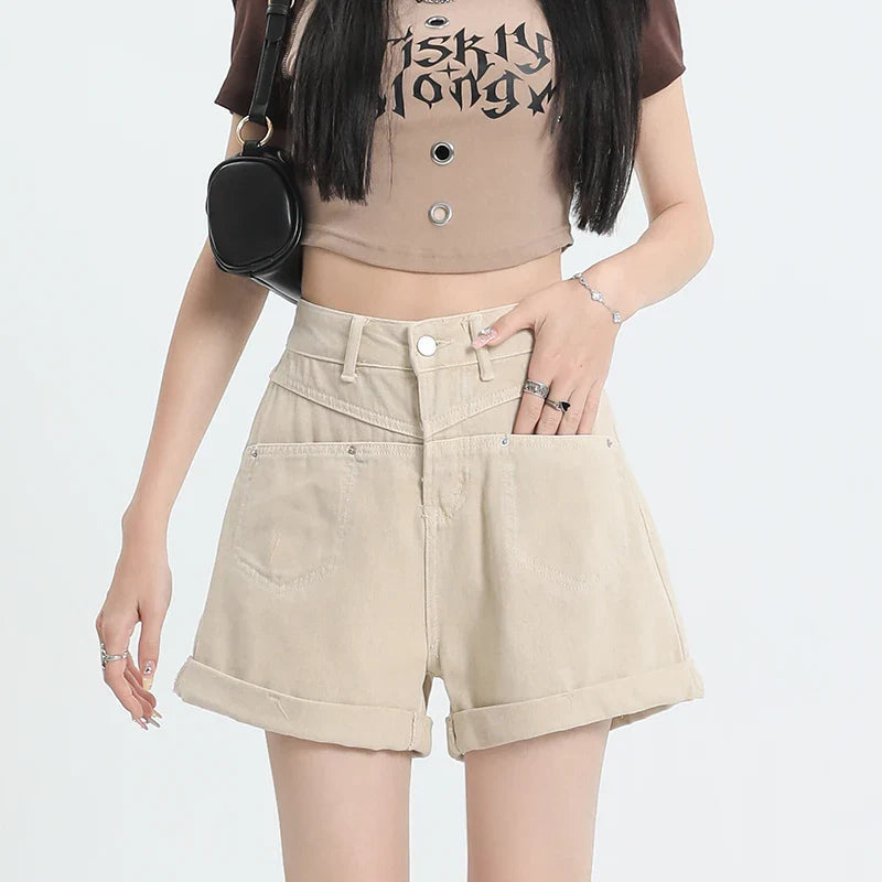 Slim High Waist Wide Leg Summer Street Short