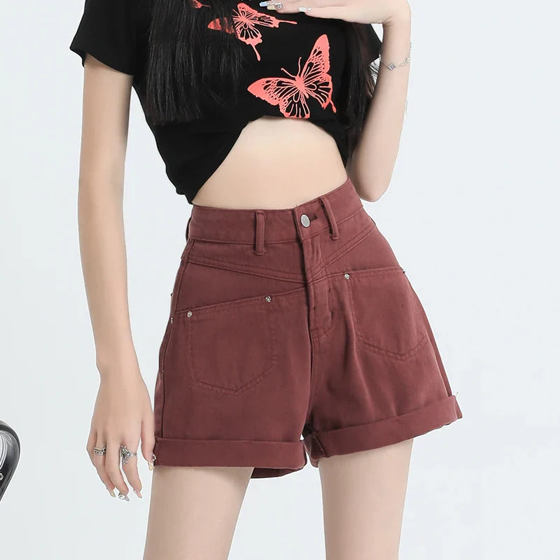 Slim High Waist Wide Leg Summer Street Short
