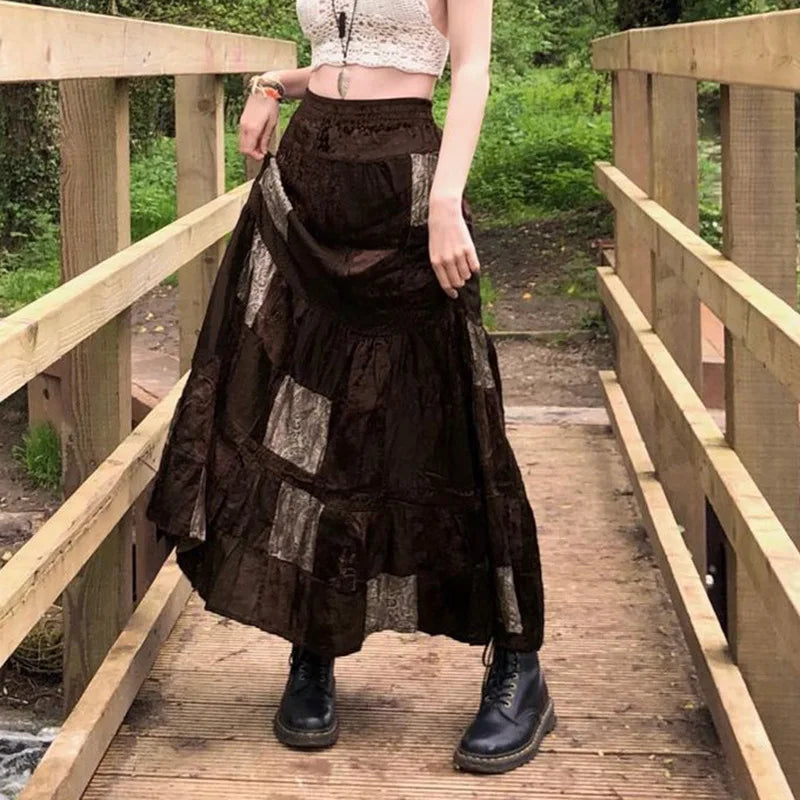 Boho Grunge Fairycore Retro Kawaii Skirt