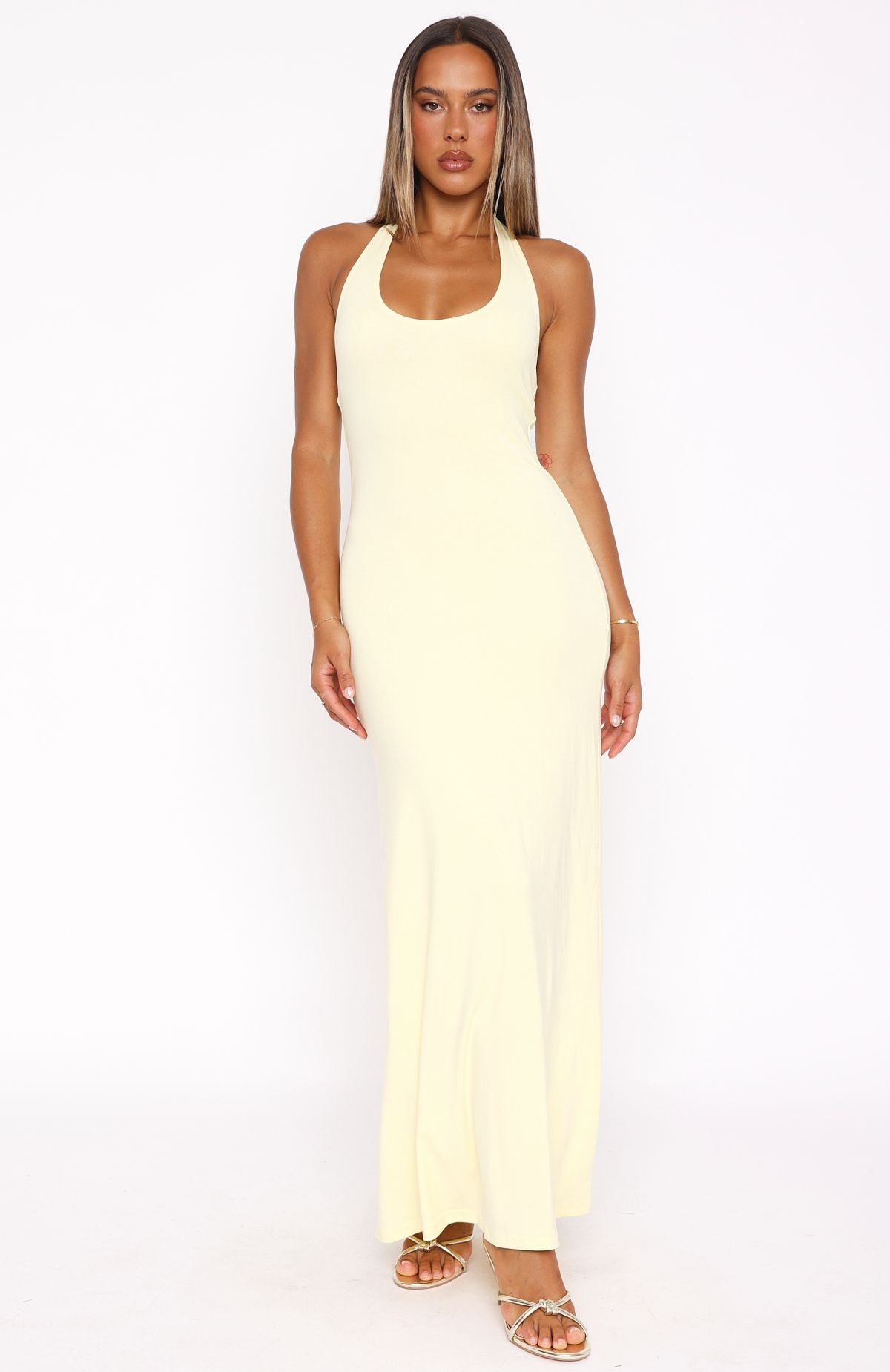 Halter Lemon Took A Chance Maxi Dress
