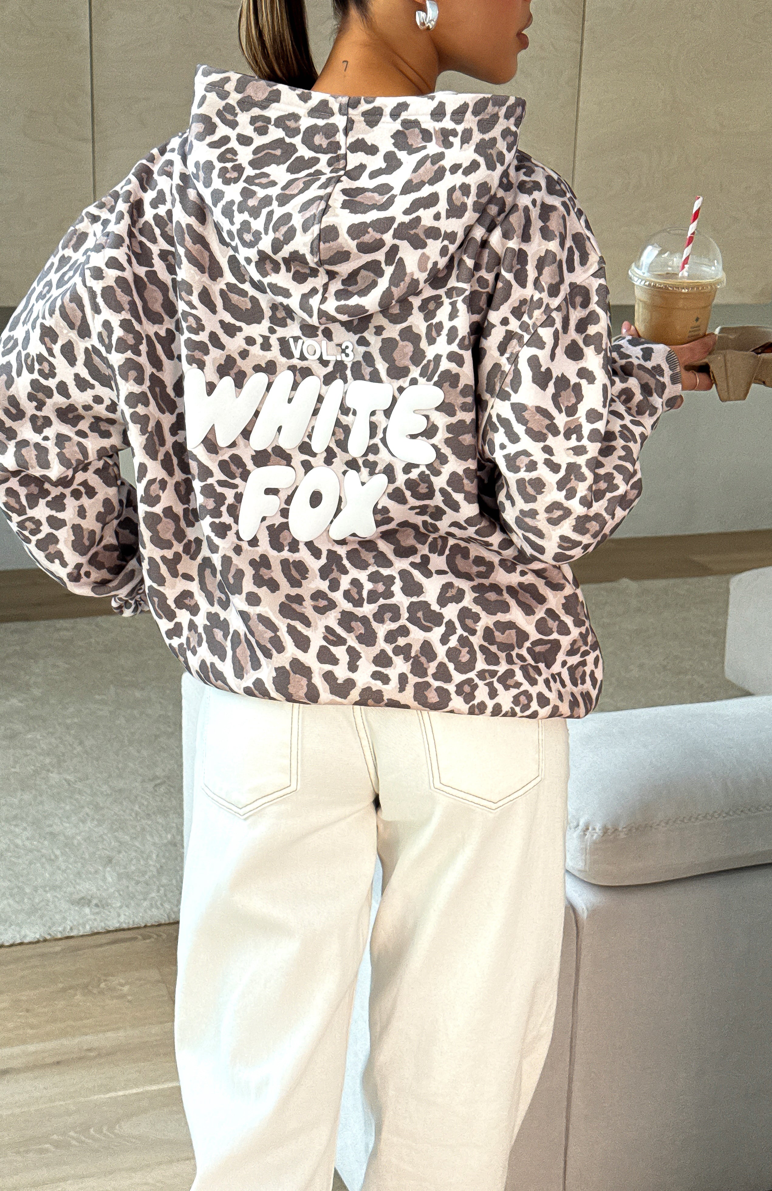 Offstage Printed Oversized Leopard Hoodie
