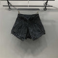 A-line High Waist Dual Layer Denim Short