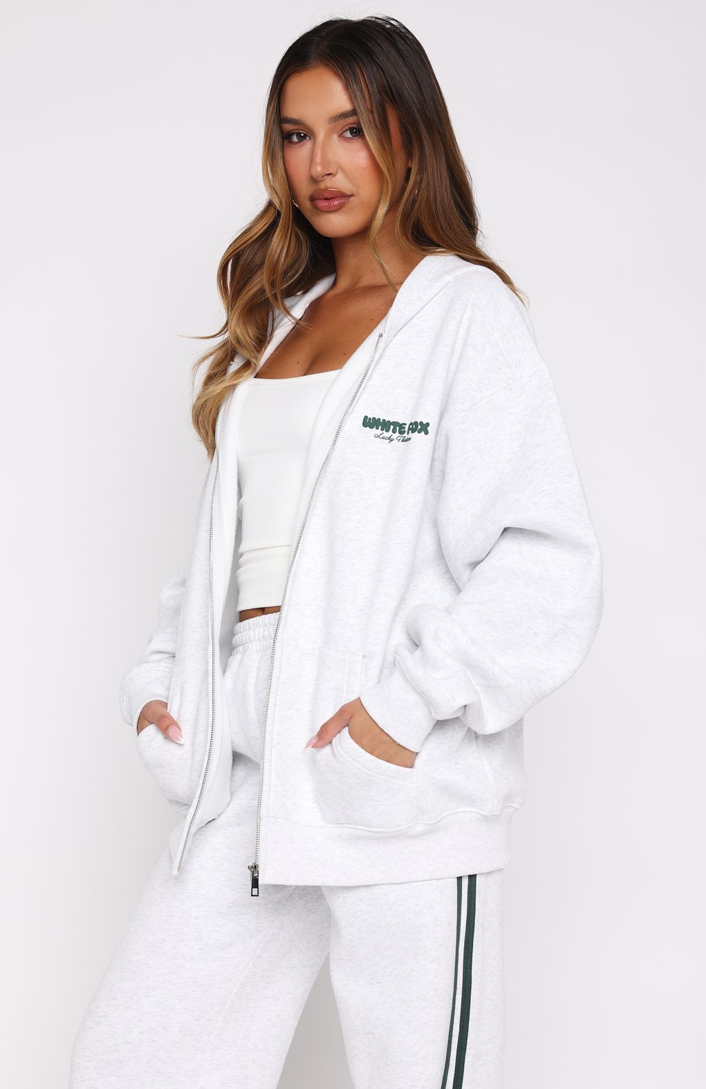 Lucky Thirteen Charise Zip Grey Marle Hoodie