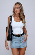 Don’t Leave Me Denim Mini Skirt Light Blue