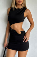 Black Drifting Apart Stylish Mini Dress