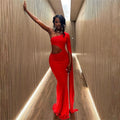 Incline Shoulder Hollow Party Maxi Dress