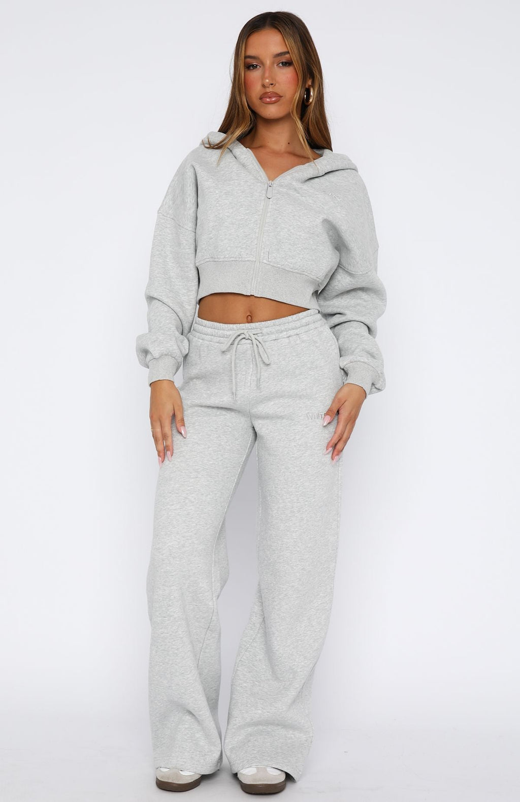 Stay Lifted Cropped Dark Grey Marle Hoodie