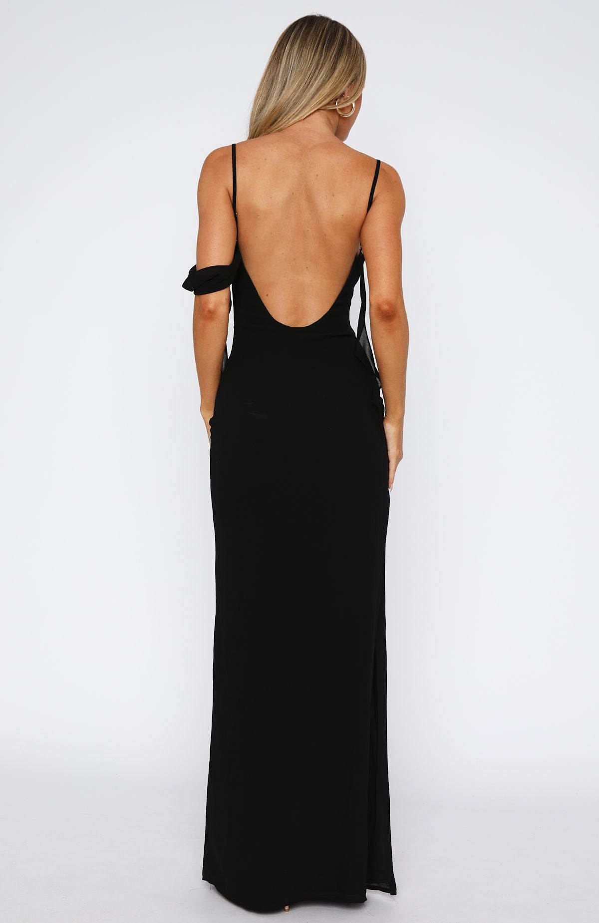 Black Love Blossoms Evening Maxi Dress