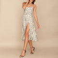 Vintage Spaghetti Strap Side Slit Midi Dress