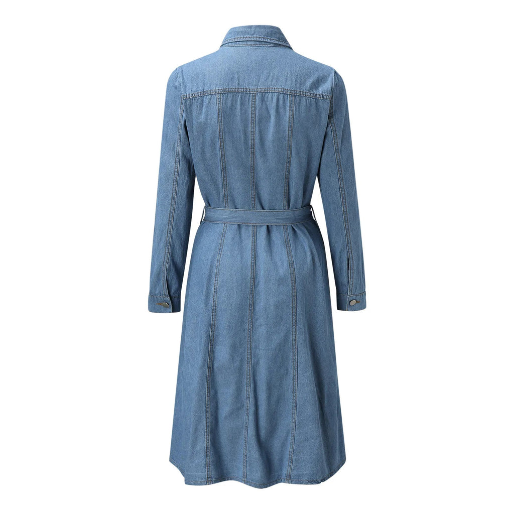 Denim Retro Casual Slim Midi Dress