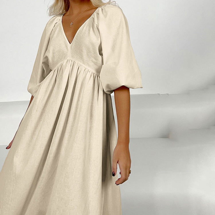 Cotton Hollow Backless Casual Maxi Dress