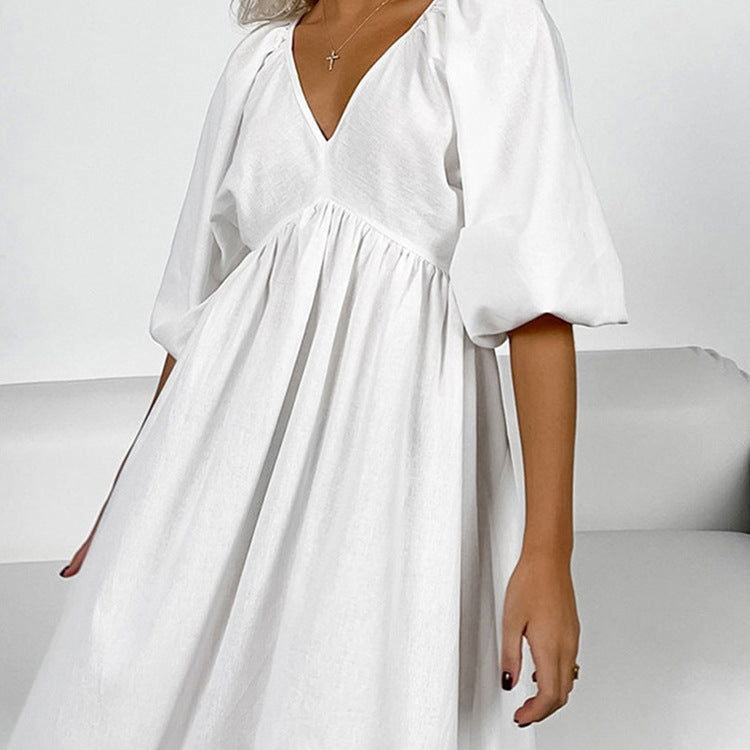 Cotton Hollow Backless Casual Maxi Dress
